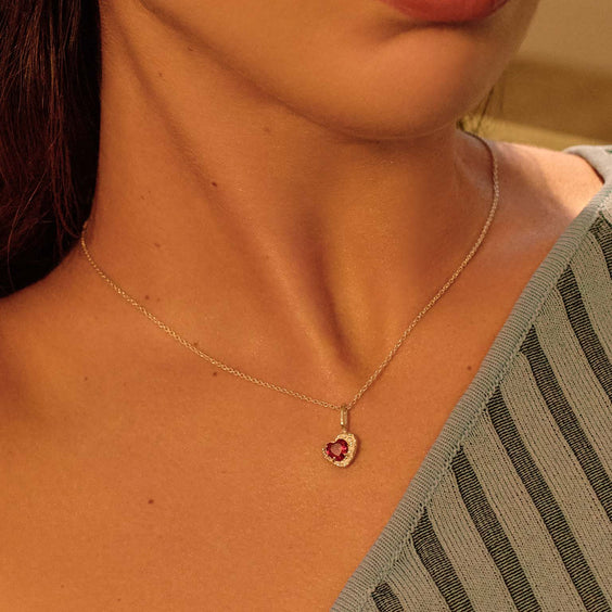Heart Ruby Recycled Silver Pendant