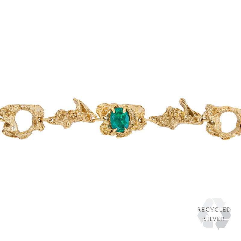Hira Emerald Recycled Silver Bracelet