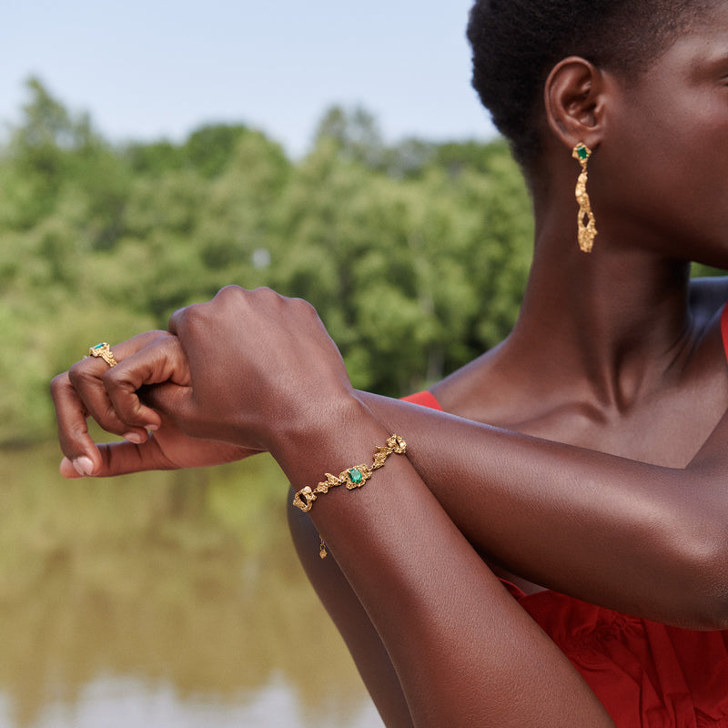 Hira Emerald Recycled Silver Bracelet