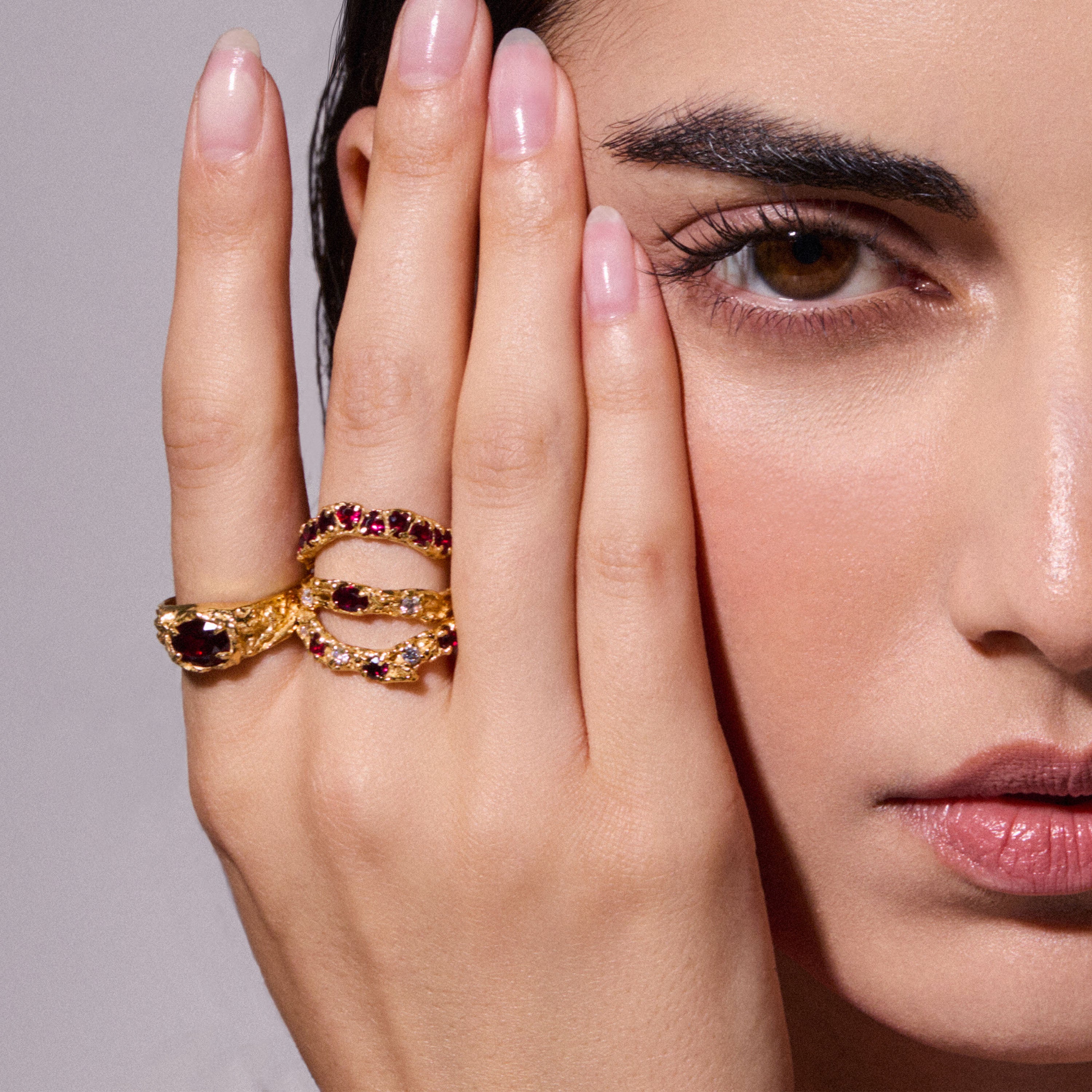 Rosea Ruby Moissanite Ring