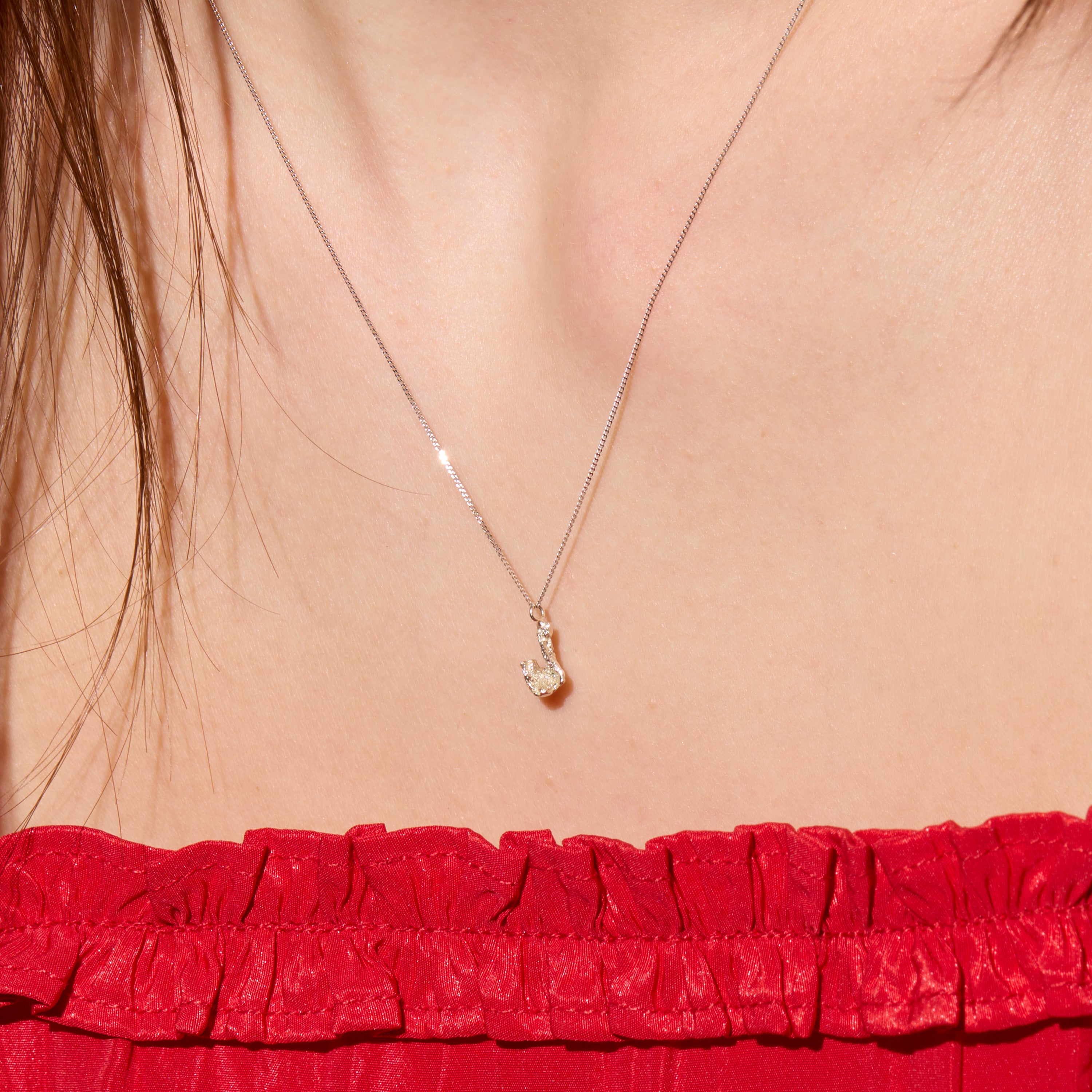 J Mini Alphabet White Gold Necklace