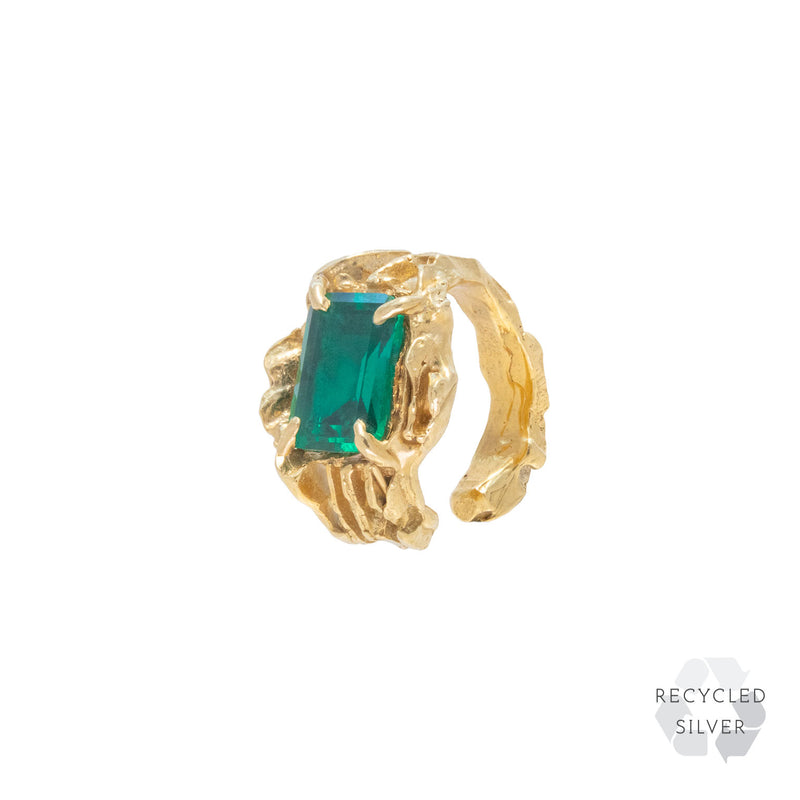 Kinoko Emerald Recycled Silver Cuff