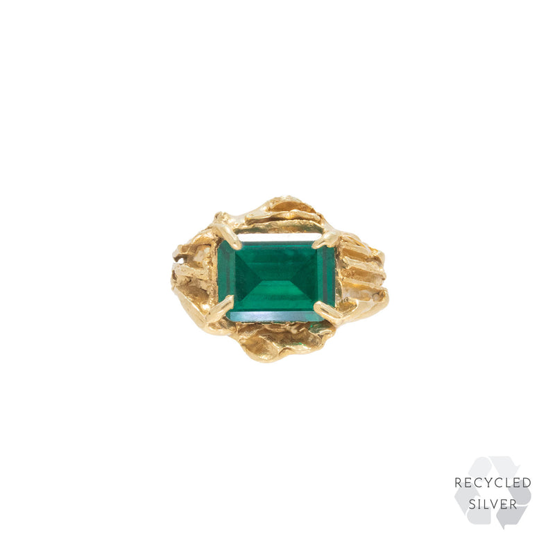 Kinoko Emerald Recycled Silver Cuff