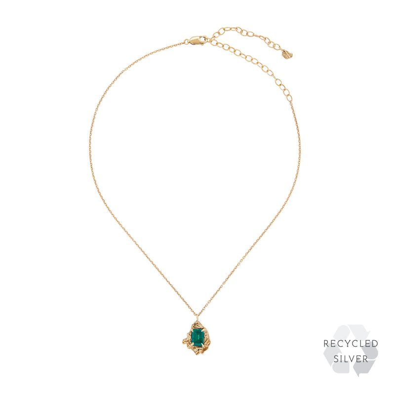Leana Emerald Recycled Silver Necklace