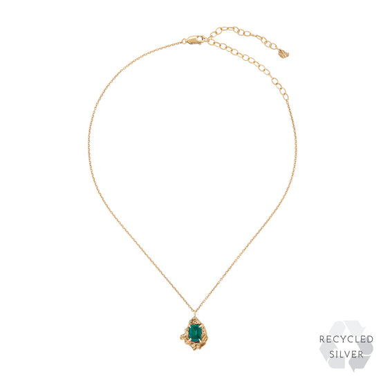Leana Emerald Recycled Silver Necklace