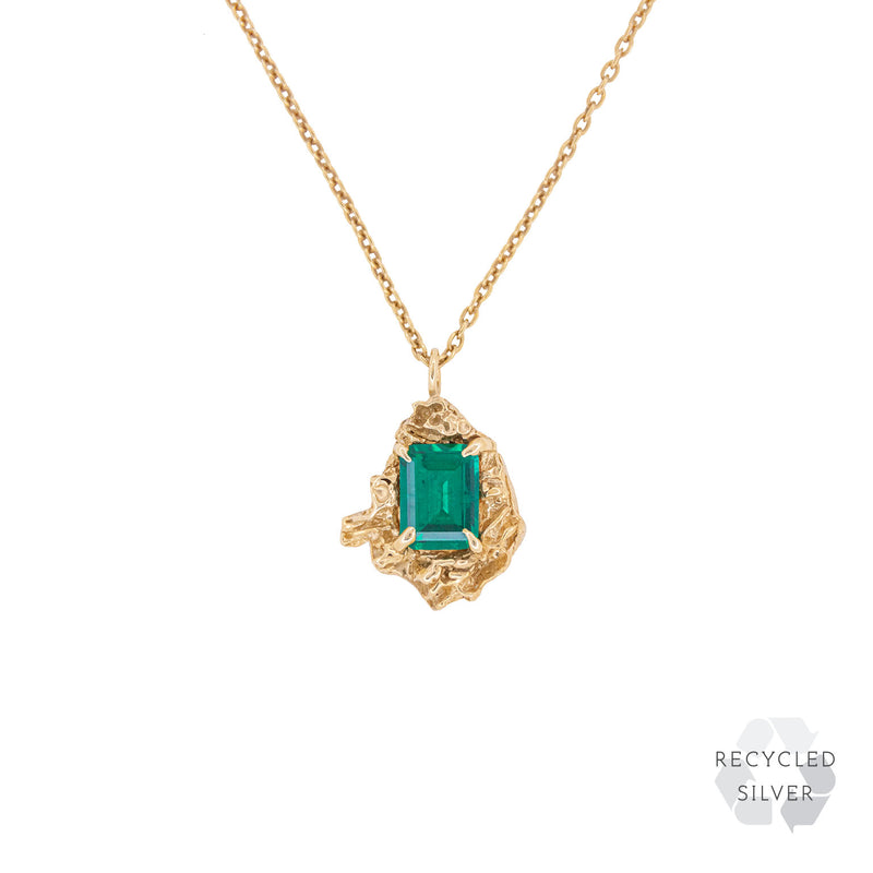Leana Emerald Recycled Silver Necklace