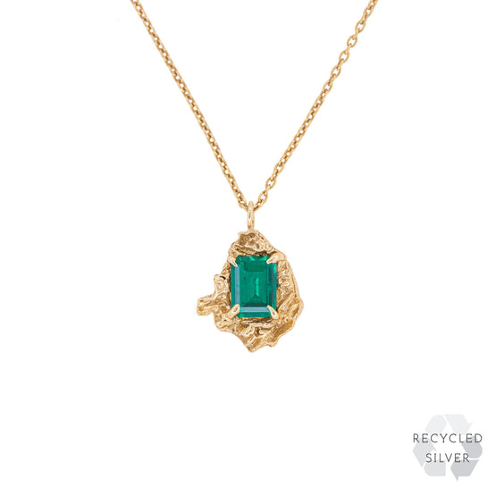 Leana Emerald Recycled Silver Necklace
