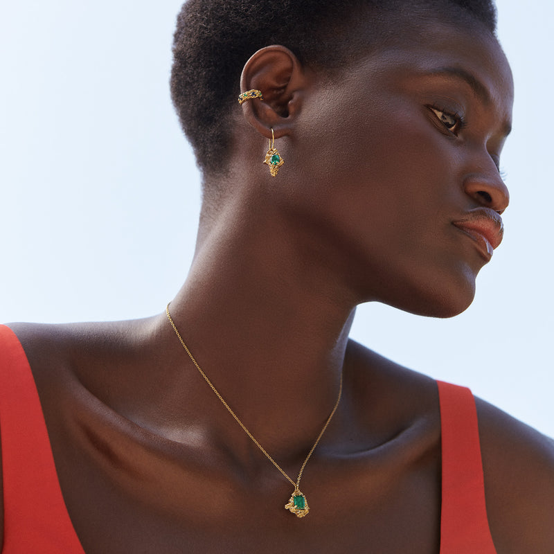 Leana Emerald Recycled Silver Necklace