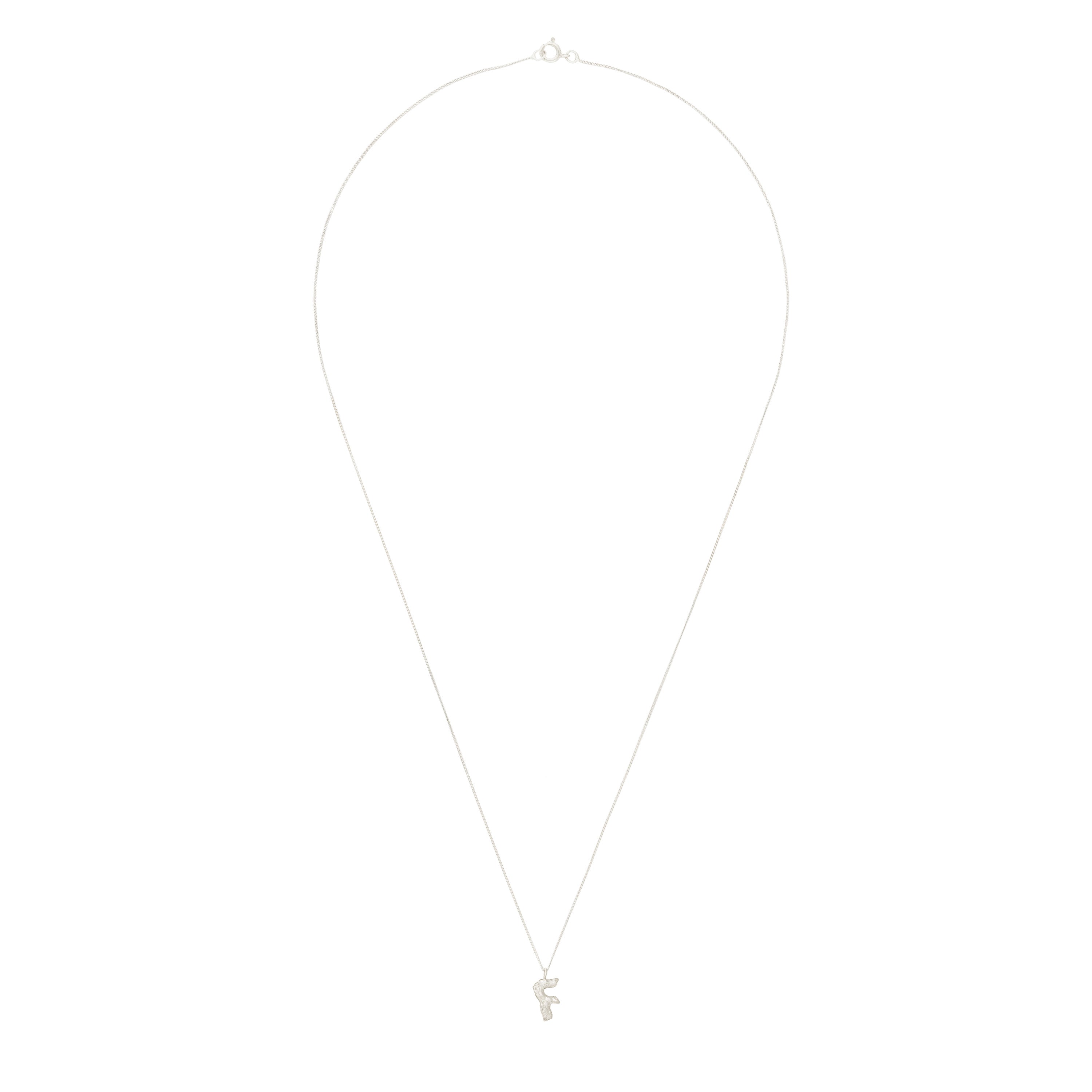 F Mini Alphabet White Gold Necklace