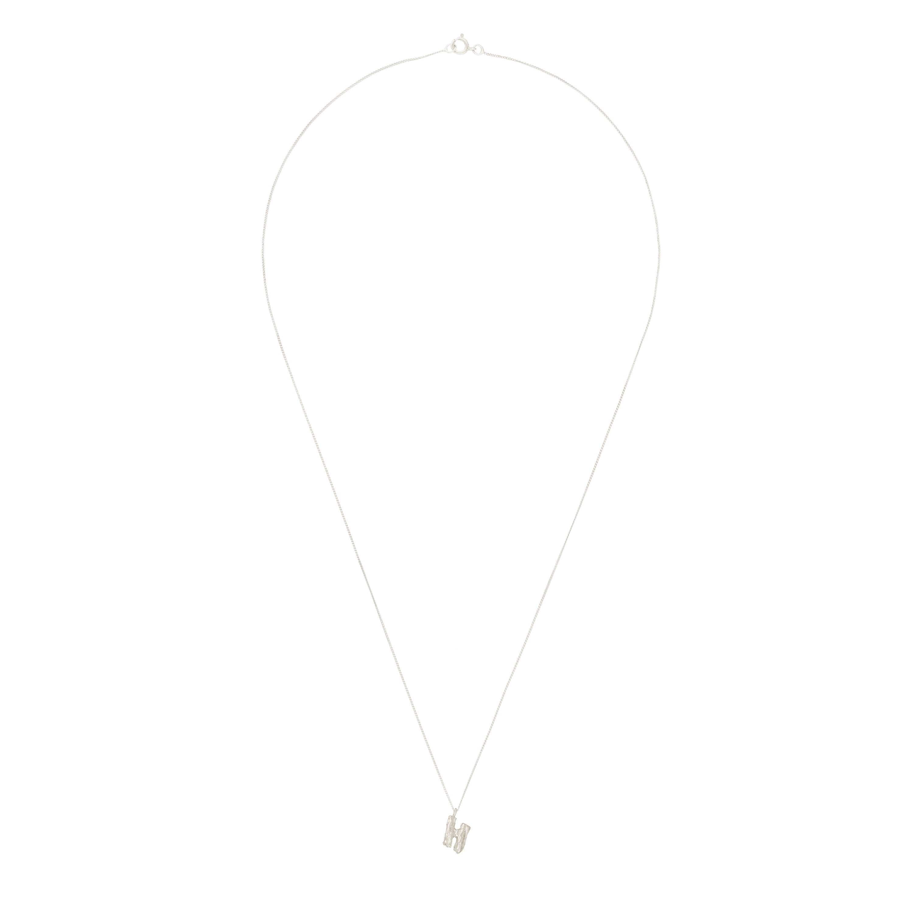 H Mini Alphabet White Gold Necklace