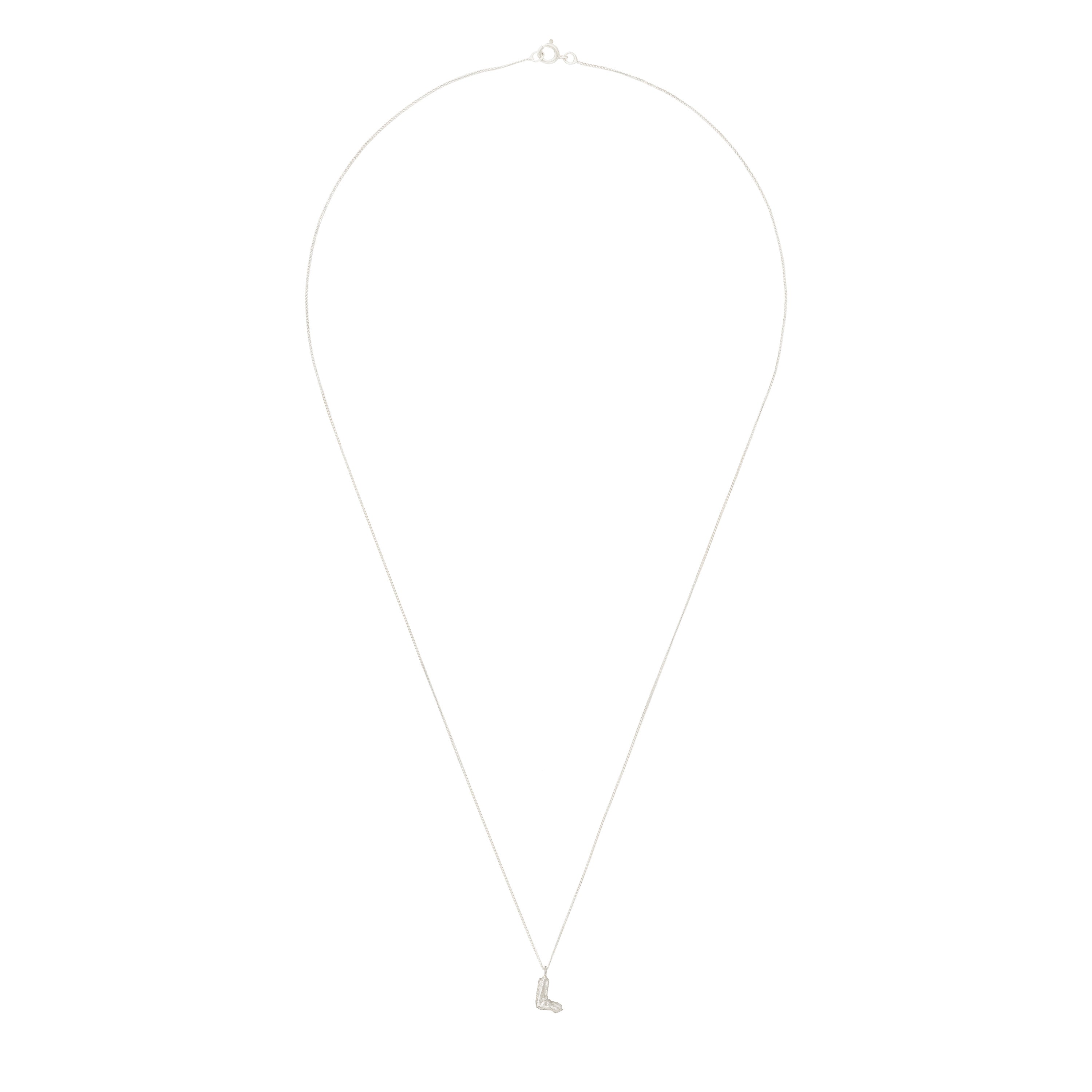 L Mini Alphabet White Gold Necklace