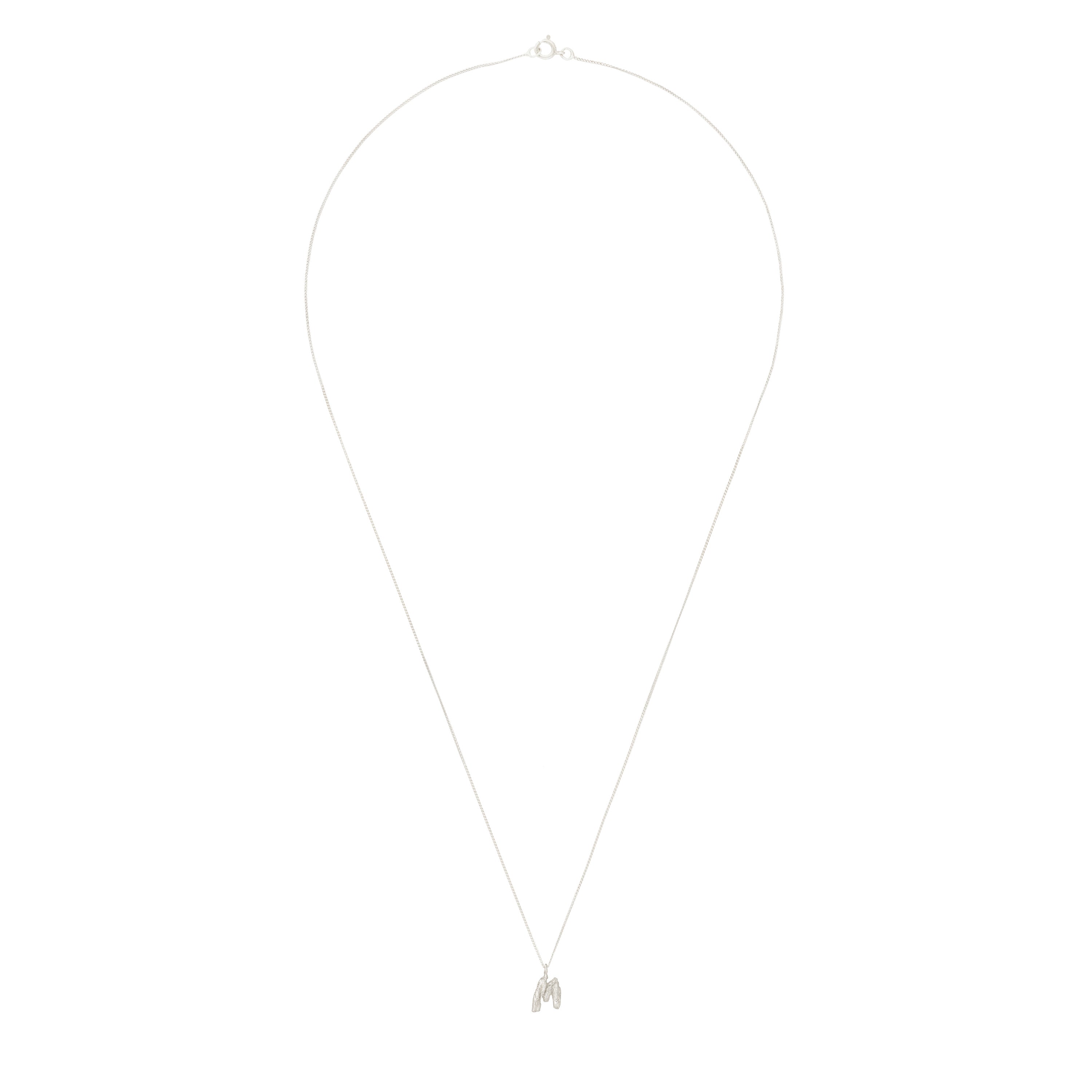 M Mini Alphabet White Gold Necklace