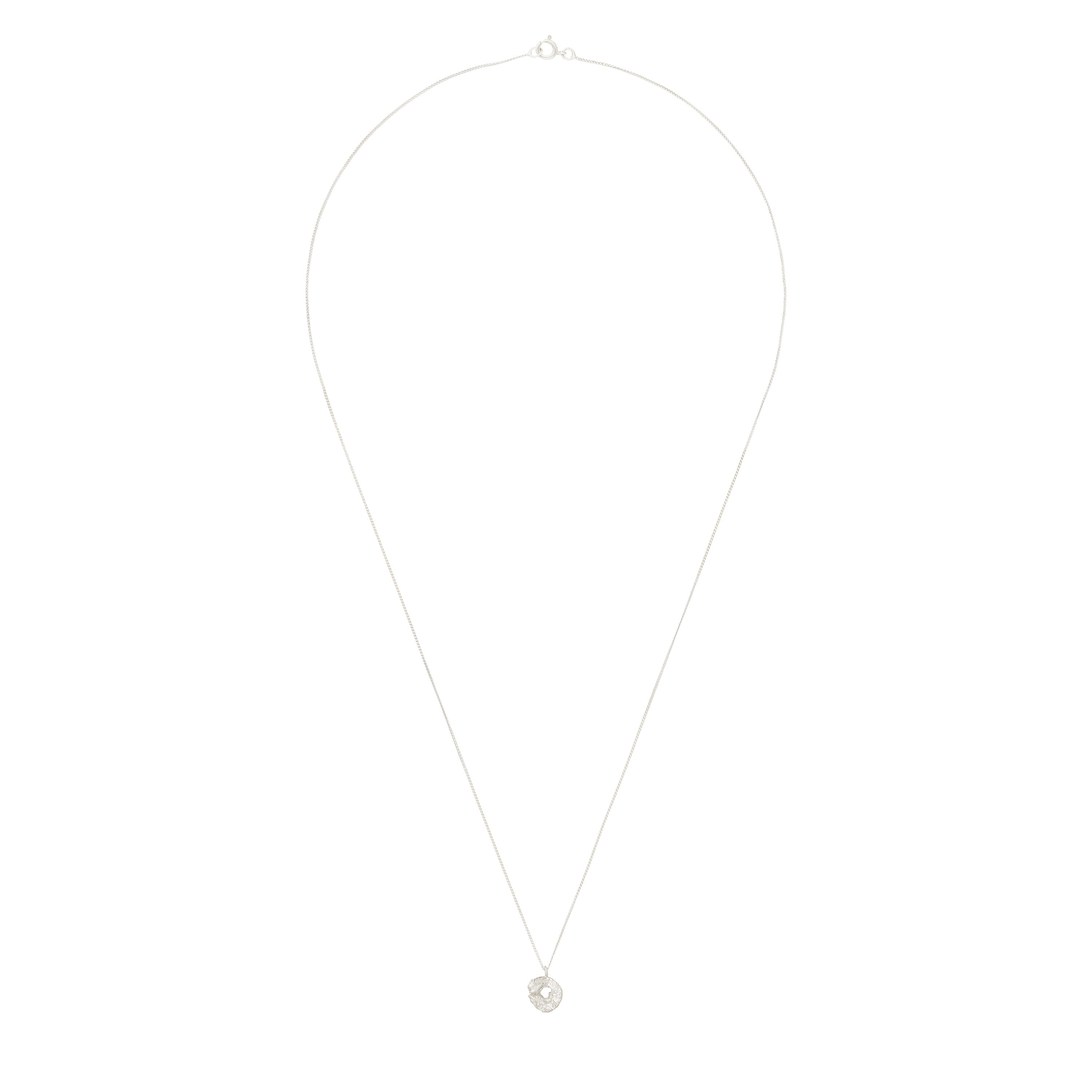 O Mini Alphabet White Gold Necklace