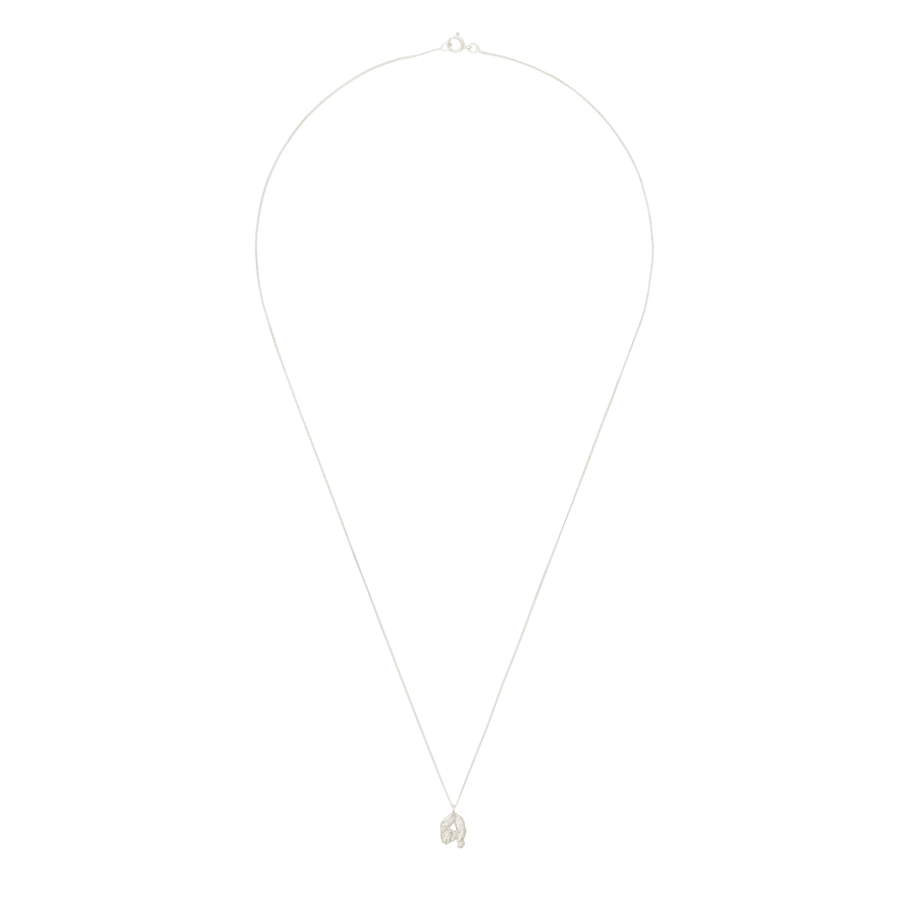 Q Mini Alphabet White Gold Necklace