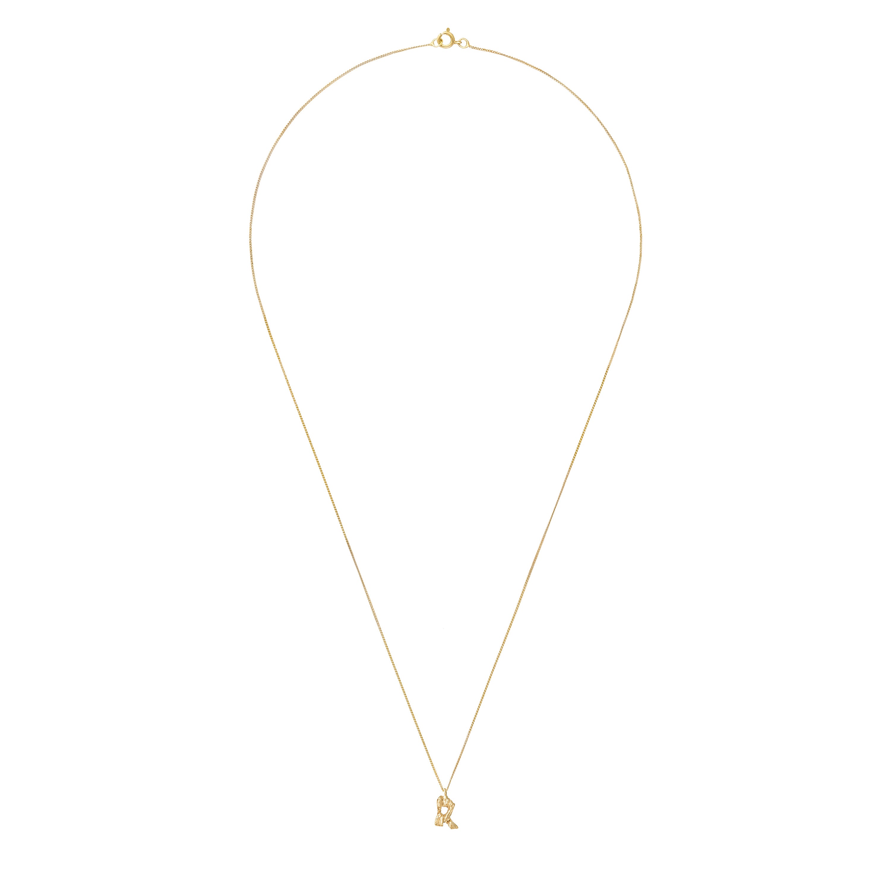 R Mini Alphabet Gold Necklace
