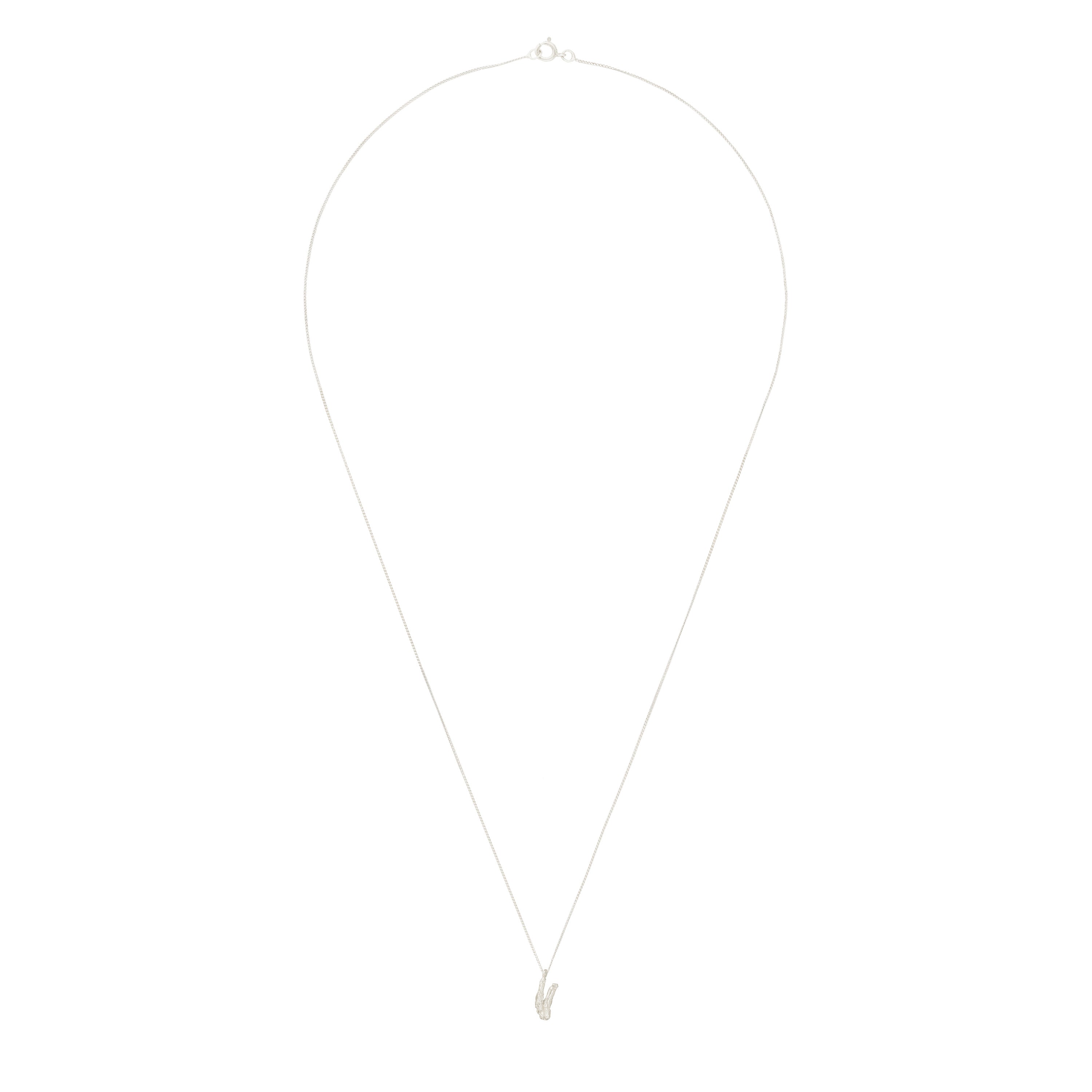 V Mini Alphabet White Gold Necklace