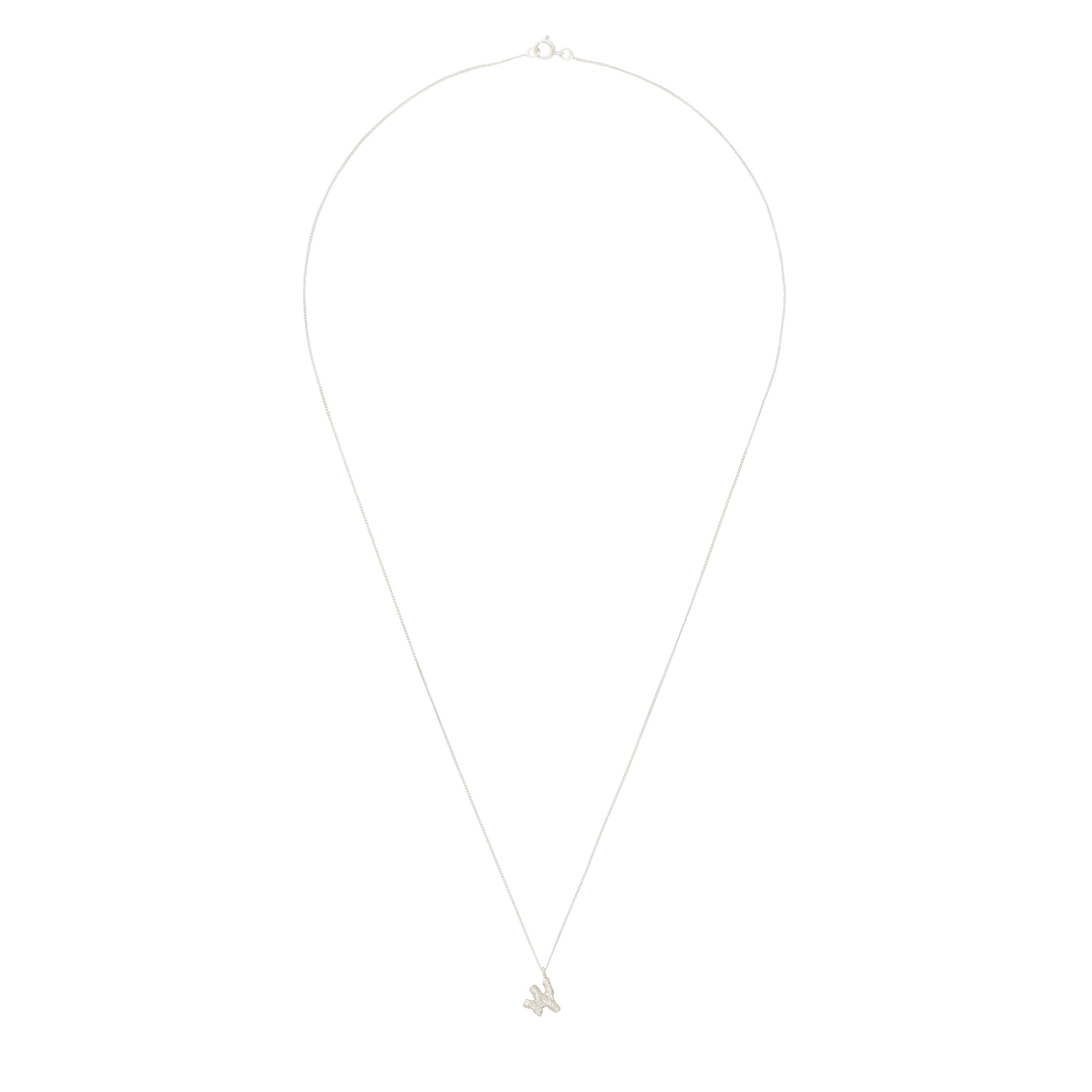 W Mini Alphabet White Gold Necklace