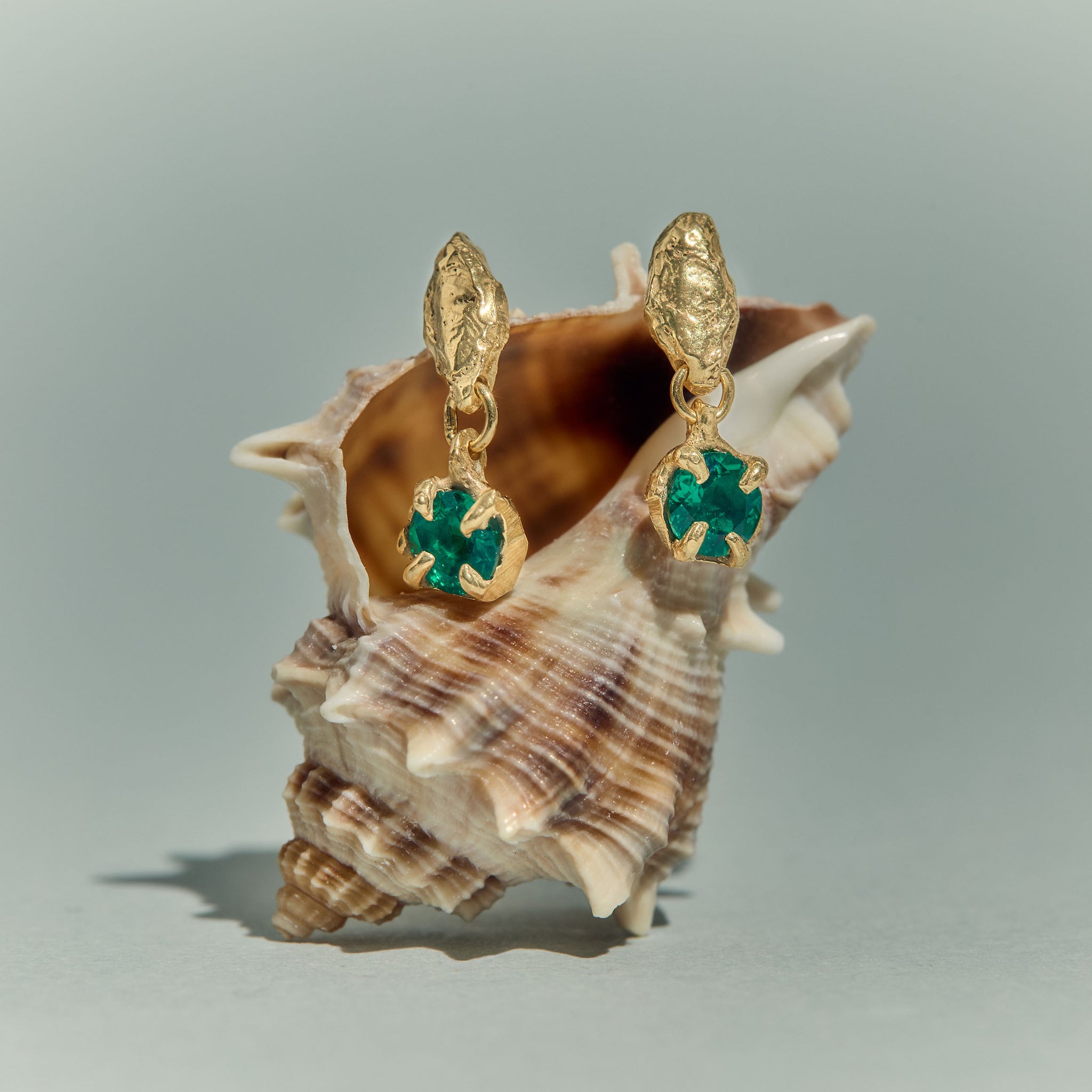 Mini Tota Emerald Earrings
