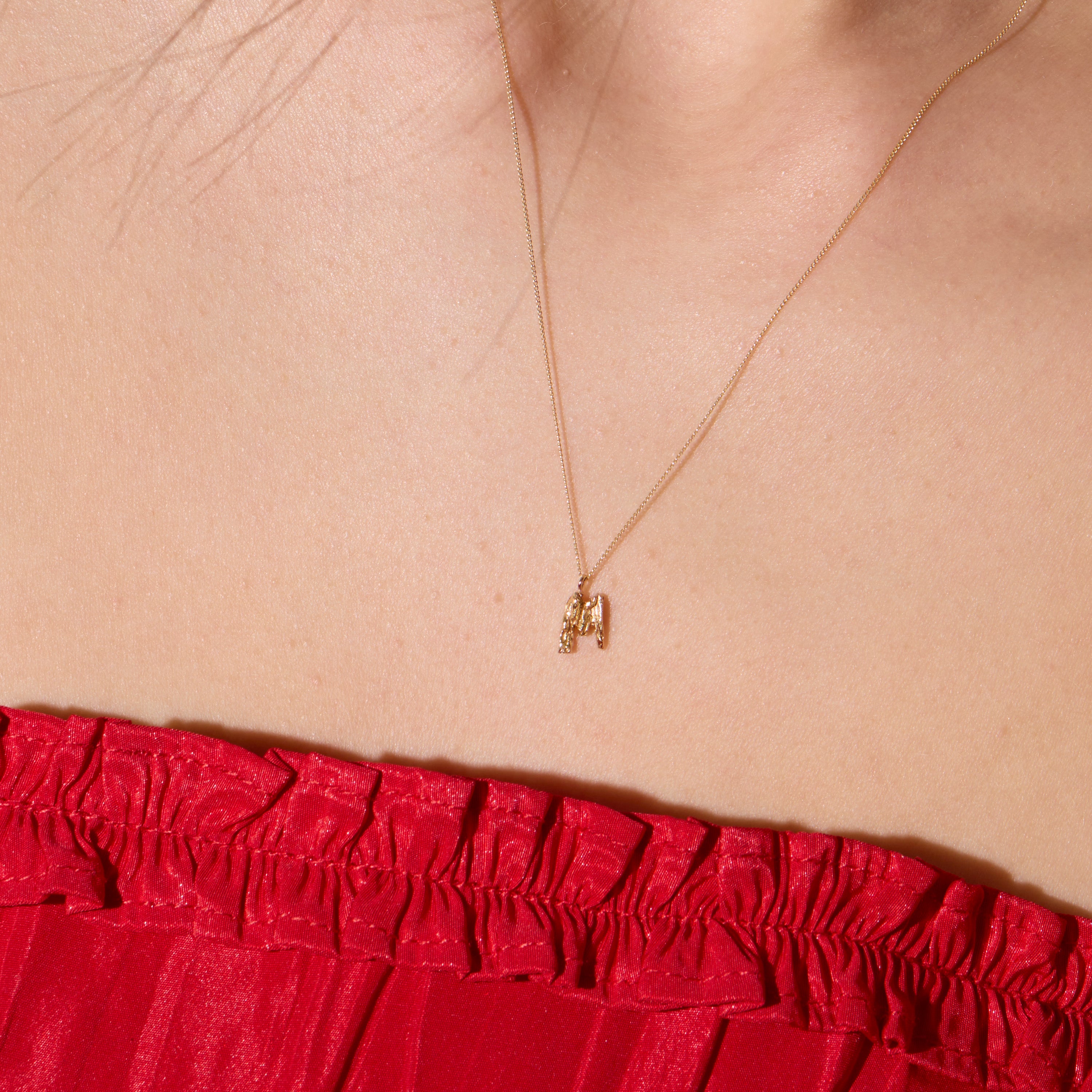 M Mini Alphabet Gold Necklace
