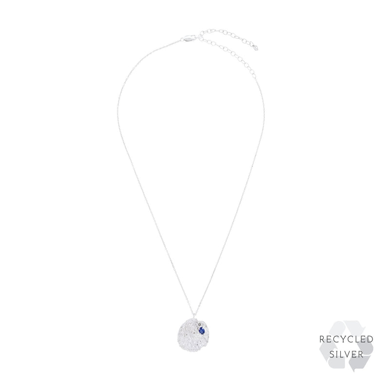 Maitake Sapphire Argenti Recycled Silver Medallion Necklace