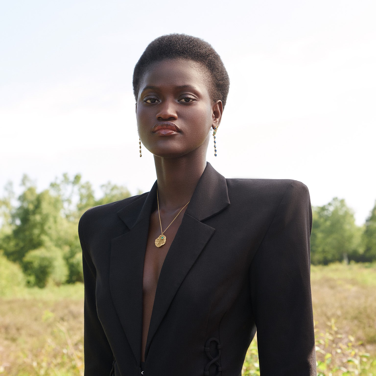 Maitake Emerald Recycled Silver Medallion Necklace Loveness Lee