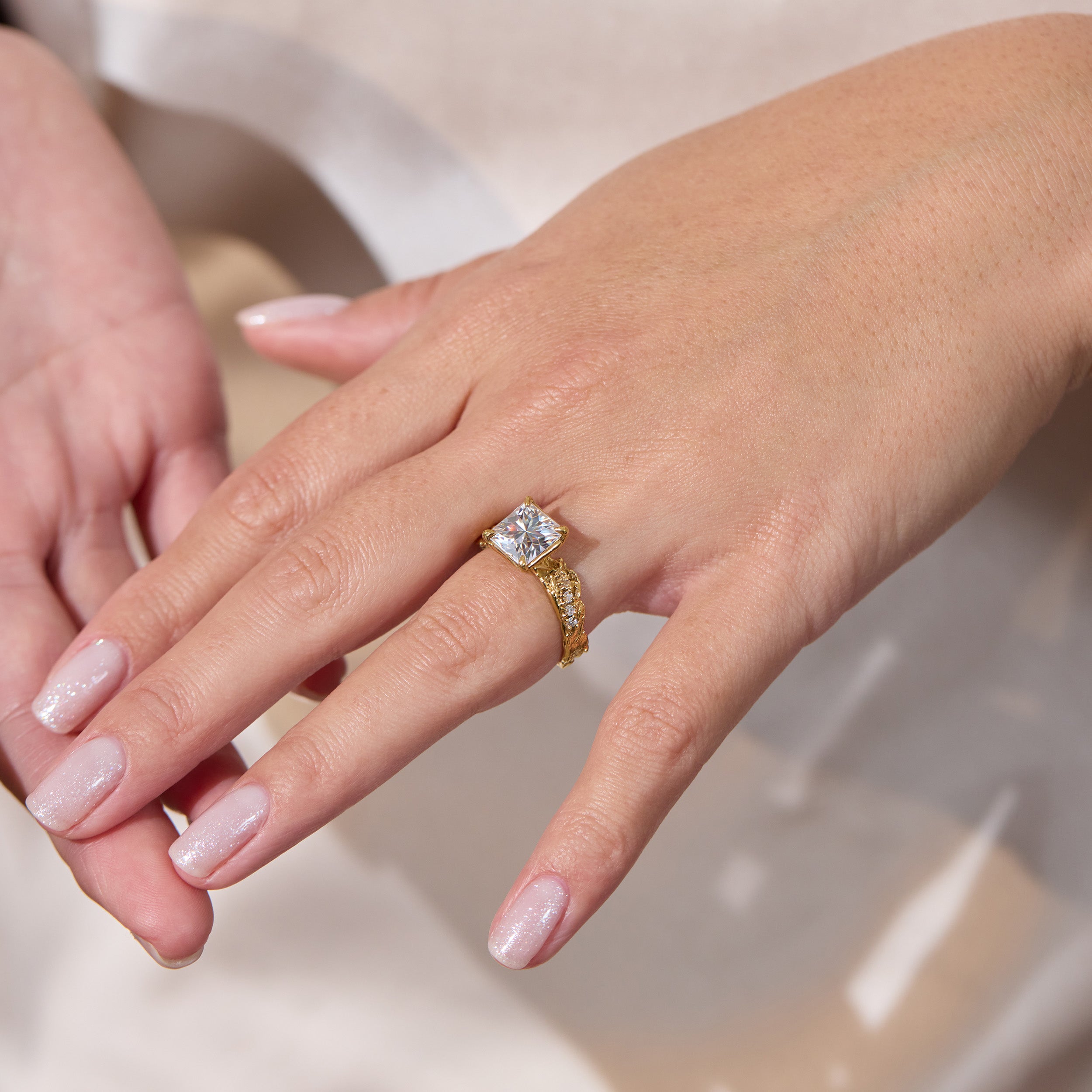 Nio Grey Moissanite Engagement Ring