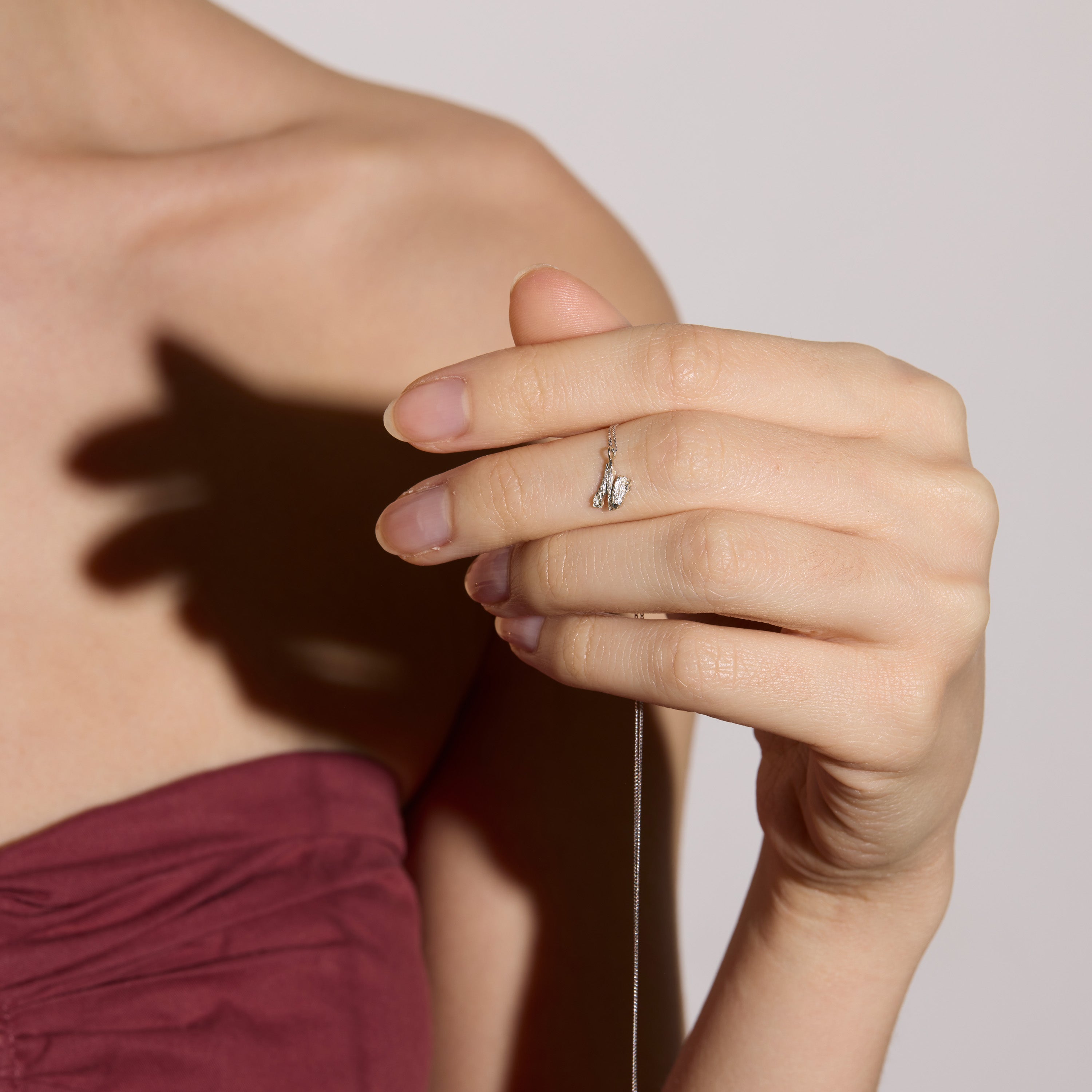 N Mini Alphabet White Gold Necklace