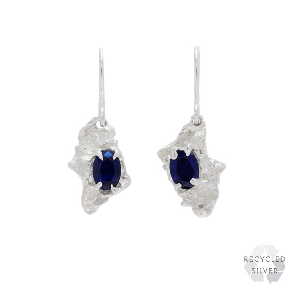 Naoko Sapphire Argenti Recycled Silver Earrings