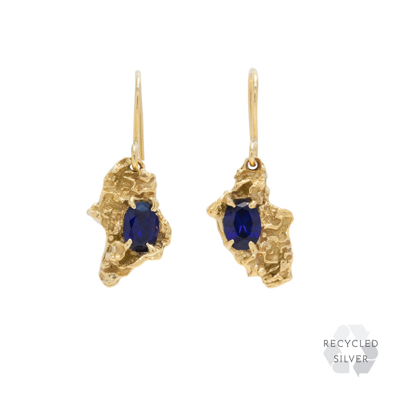Naoko Sapphire Recycled Silver Earrings