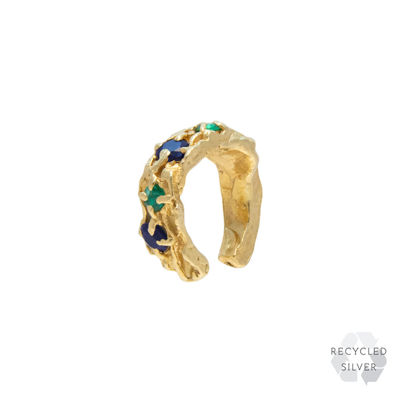 Nita Sapphire Emerald Recycled Silver Cuff
