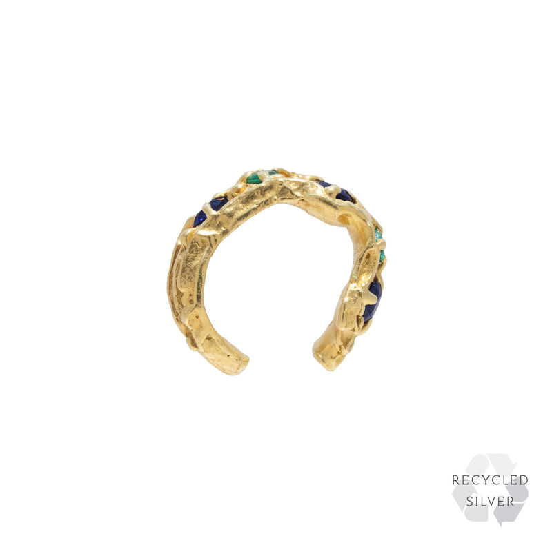 Nita Sapphire Emerald Recycled Silver Cuff