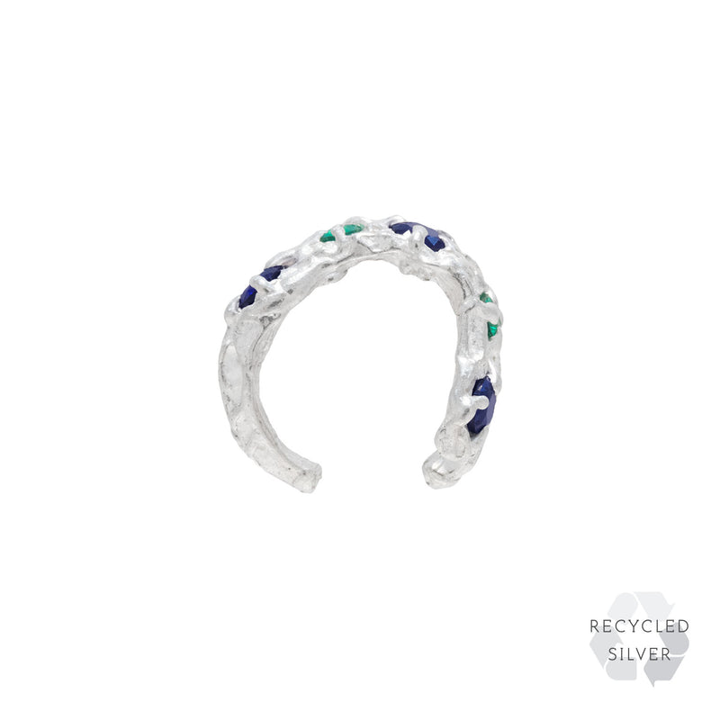 Nita Sapphire Emerald Argenti Recycled Silver Cuff