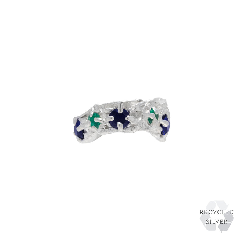 Nita Sapphire Emerald Argenti Recycled Silver Cuff