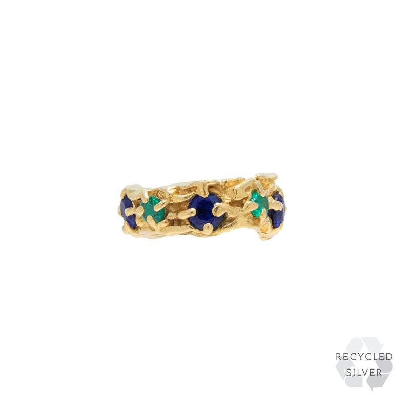 Nita Sapphire Emerald Recycled Silver Cuff