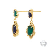 Rina Sapphire Emerald Recycled Silver Earrings