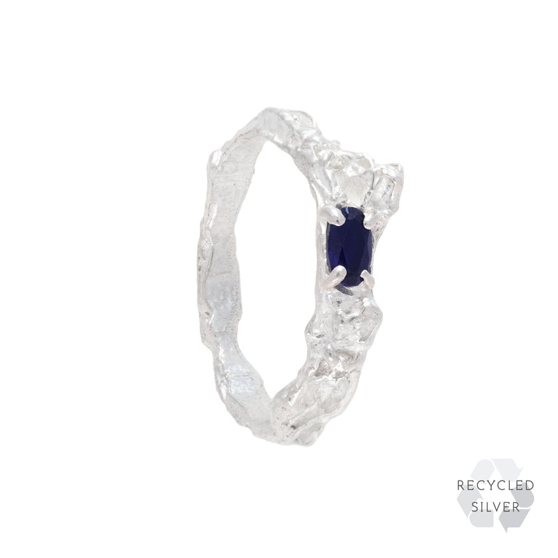 Rosea Sapphire Moissanite Argenti Recycled Silver Ring