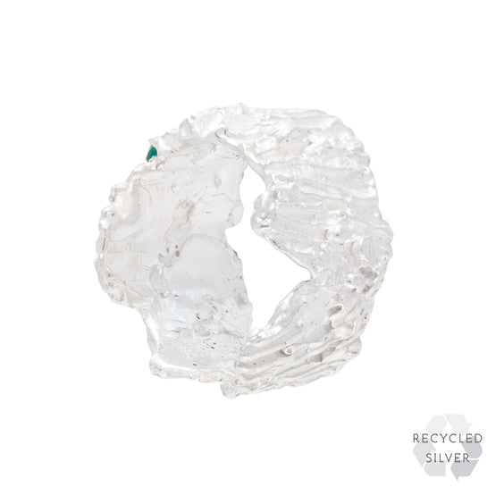 Shiitake Sapphire Emerald Argenti Recycled Silver Ring