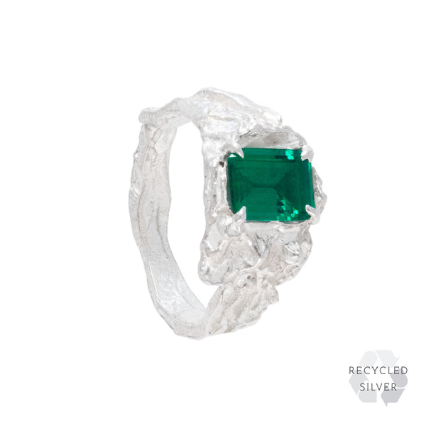 Shimeji Emerald Argenti Recycled Silver Ring