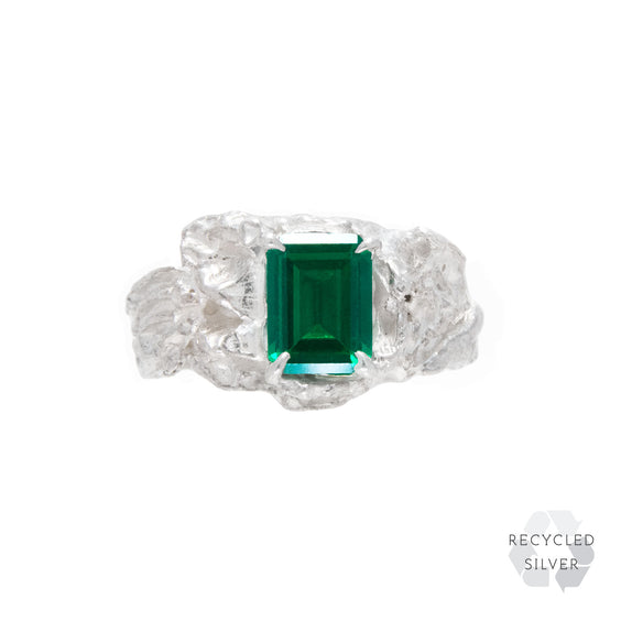 Shimeji Emerald Argenti Recycled Silver Ring