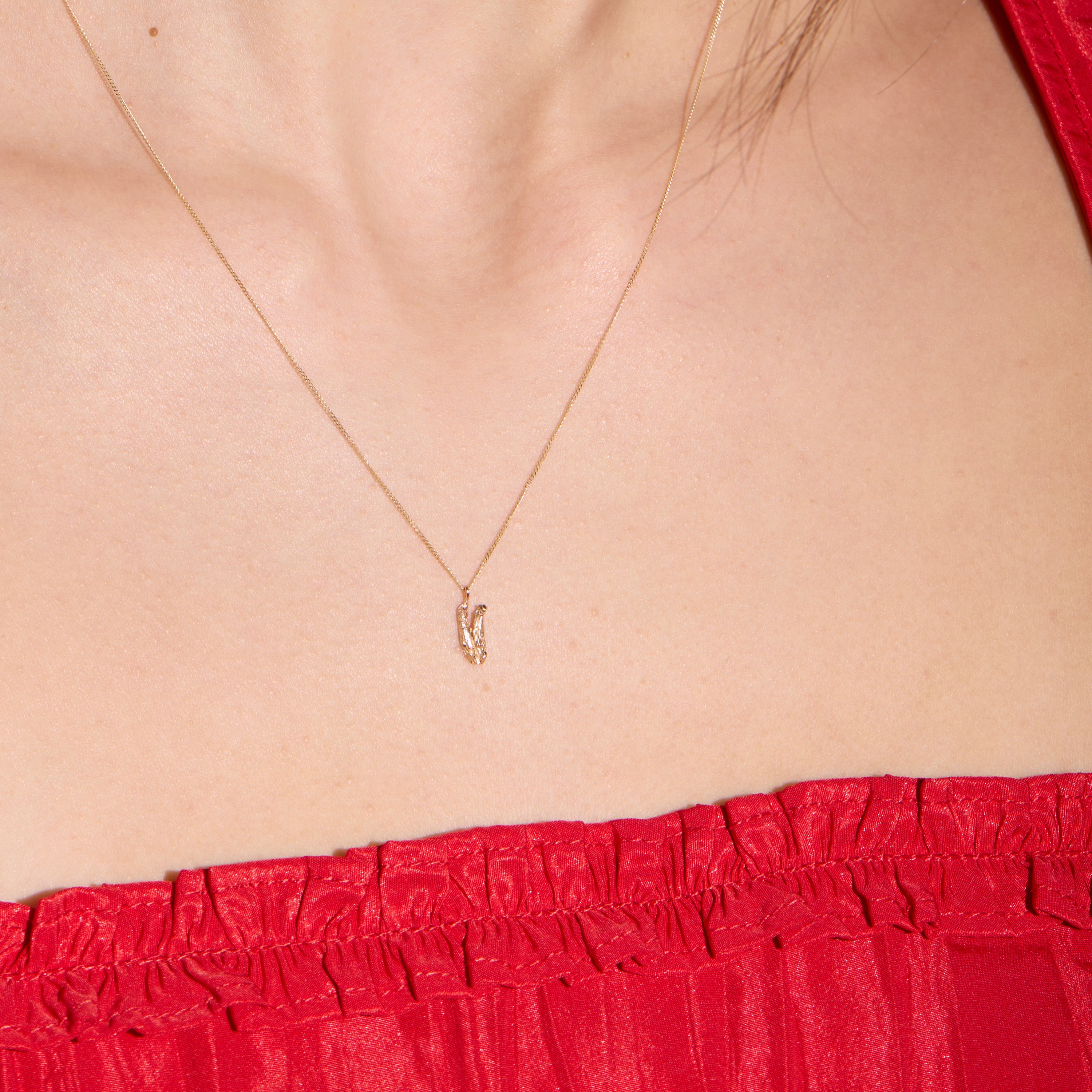 V Mini Alphabet Gold Necklace
