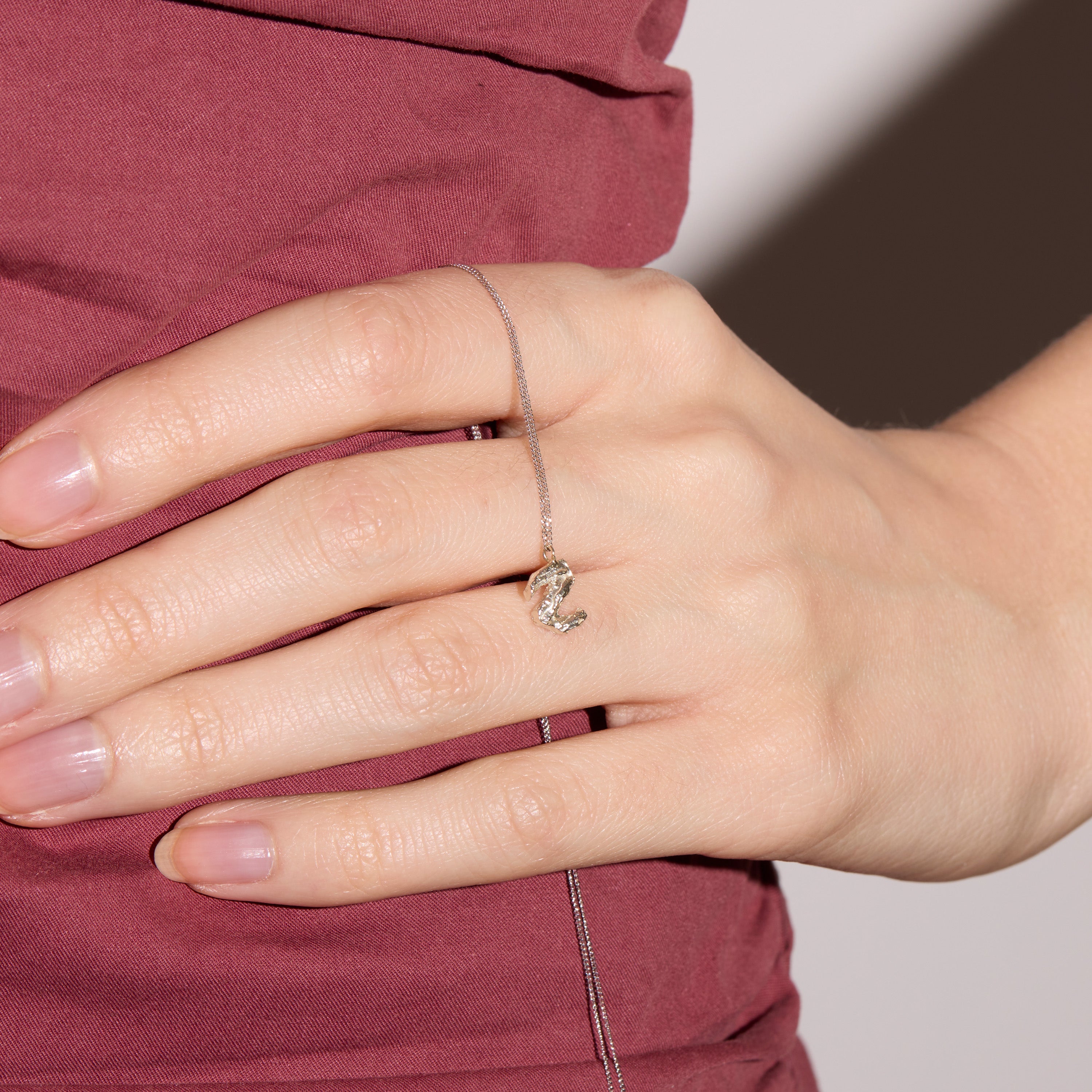 Z Mini Alphabet White Gold Necklace