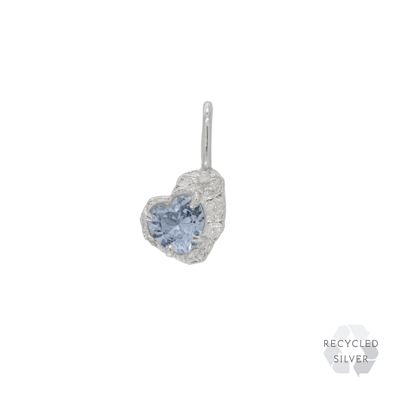 Blue Heart Spinel Recycled Silver Pendant