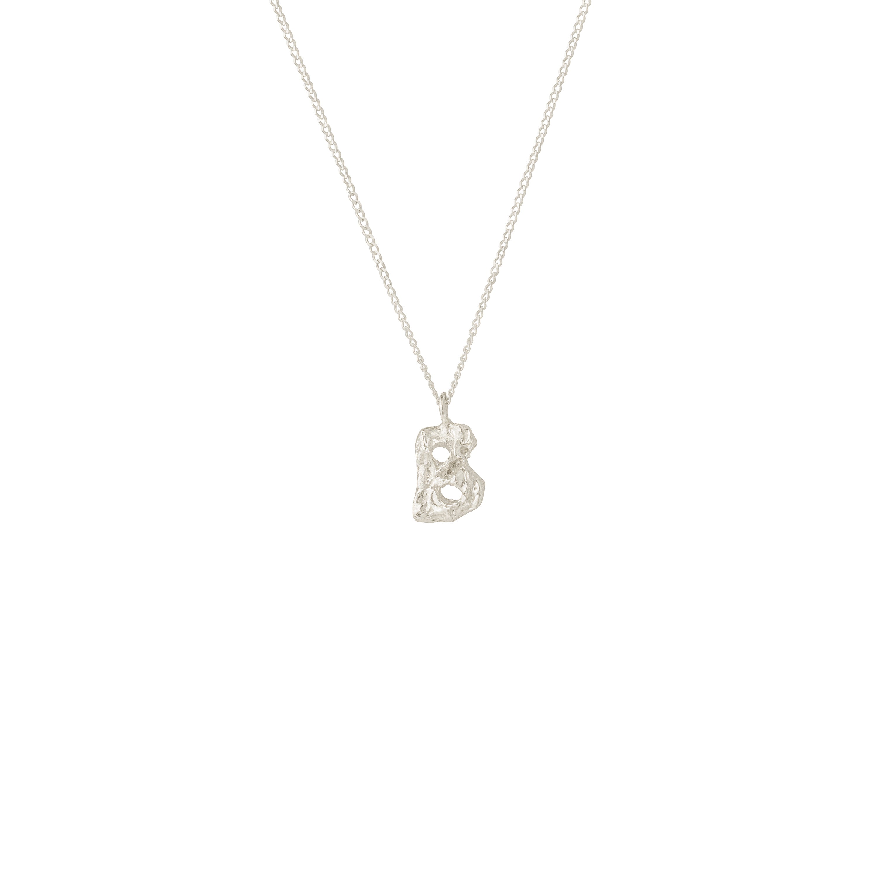 B Mini Alphabet White Gold Necklace