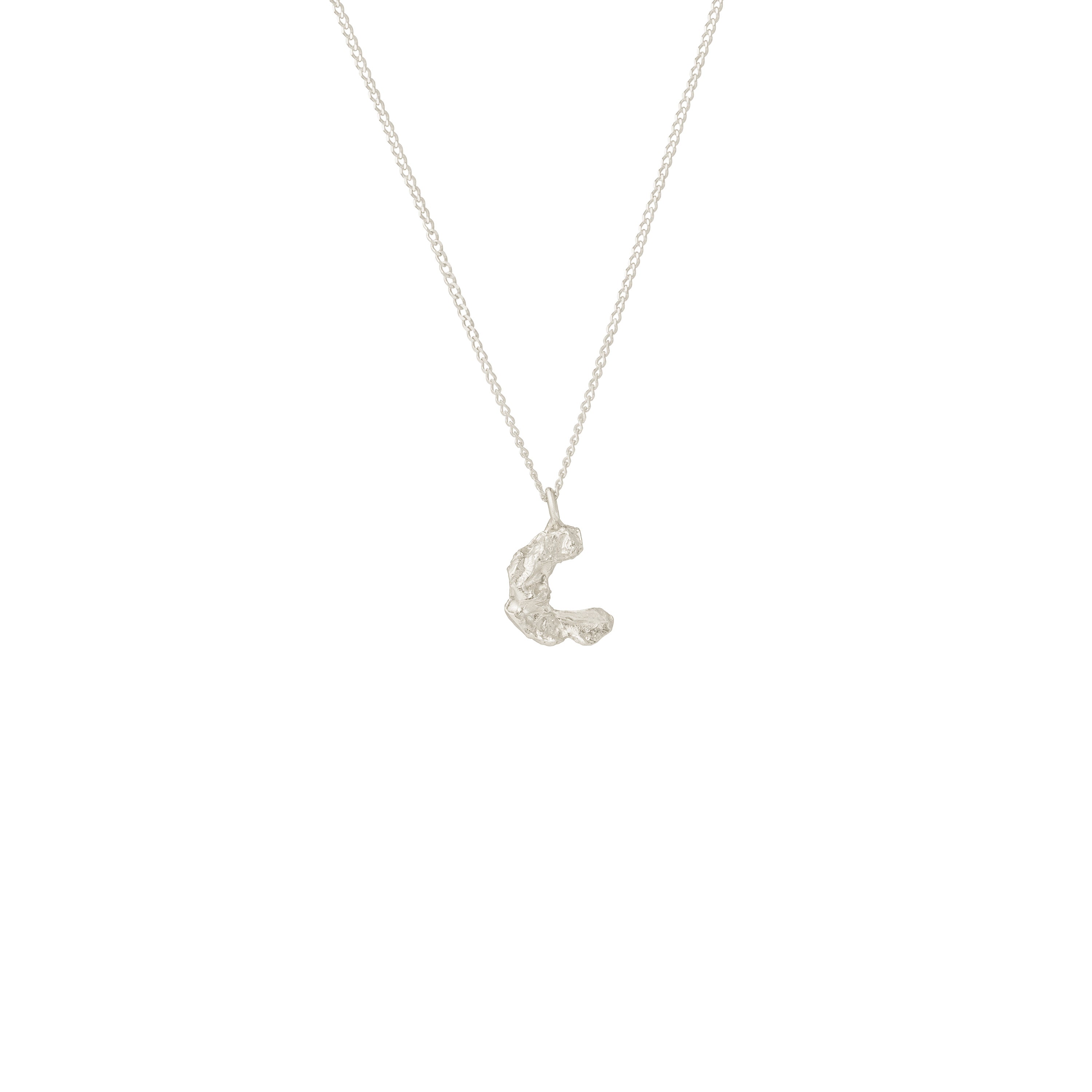 C Mini Alphabet White Gold Necklace