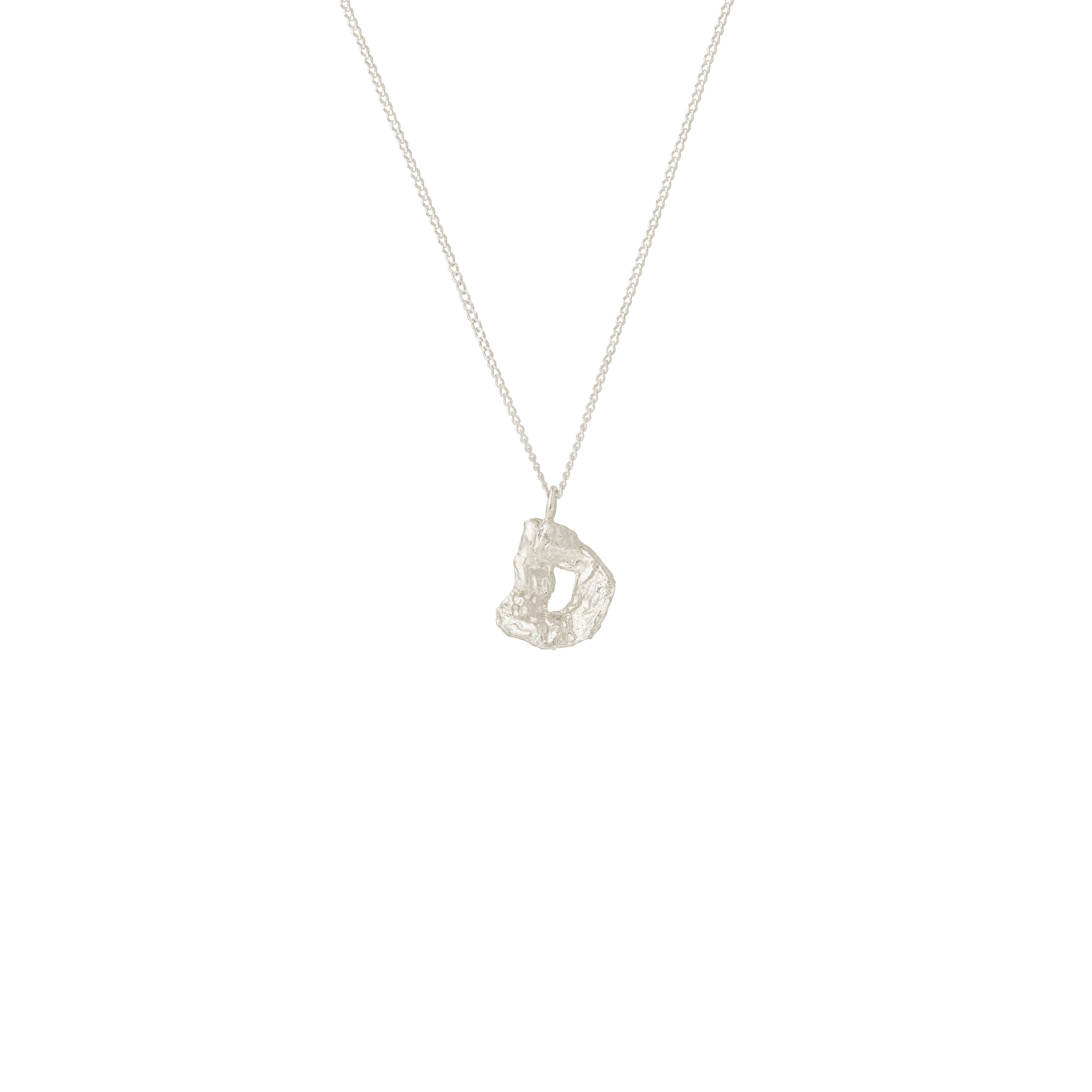 D Mini Alphabet White Gold Necklace