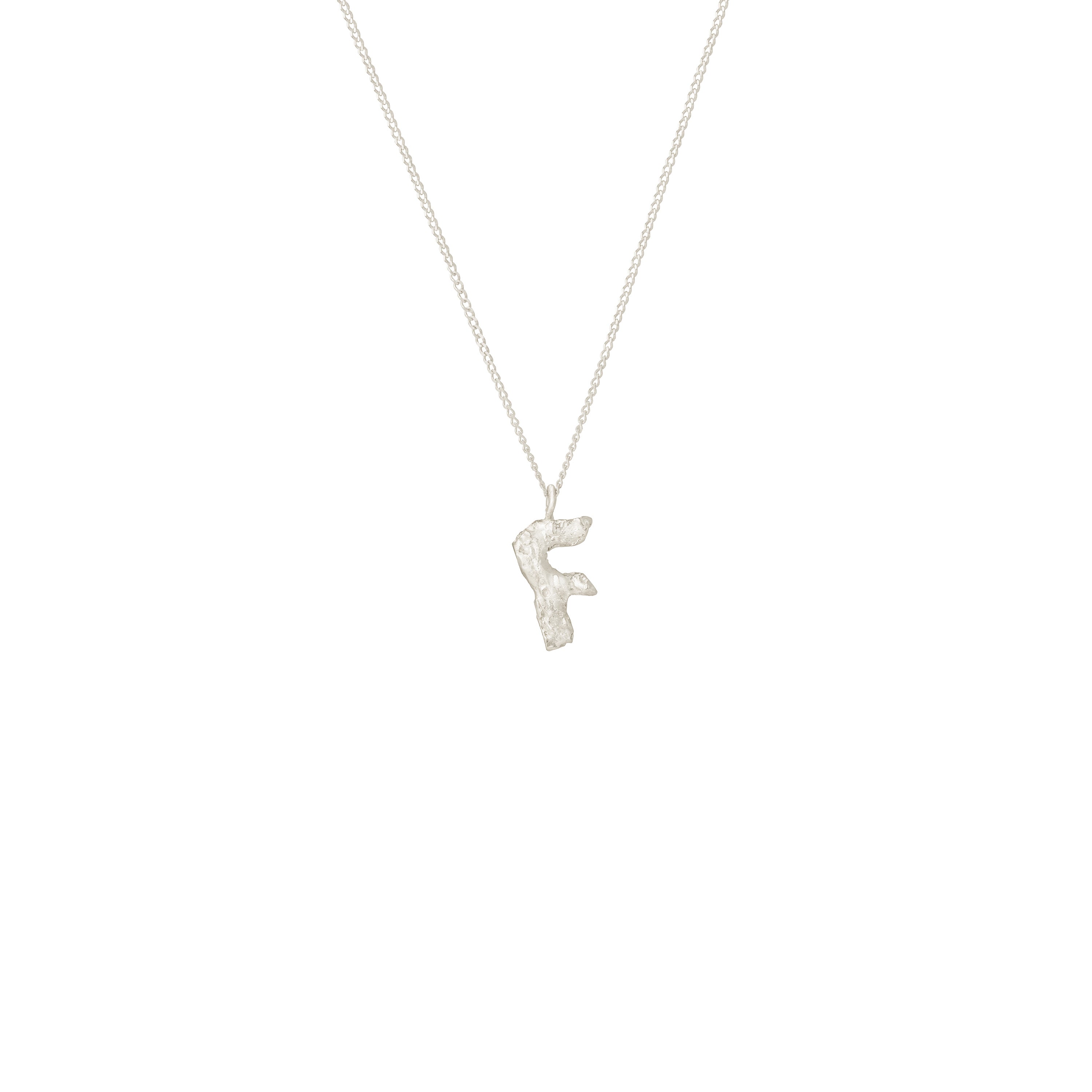 F Mini Alphabet White Gold Necklace