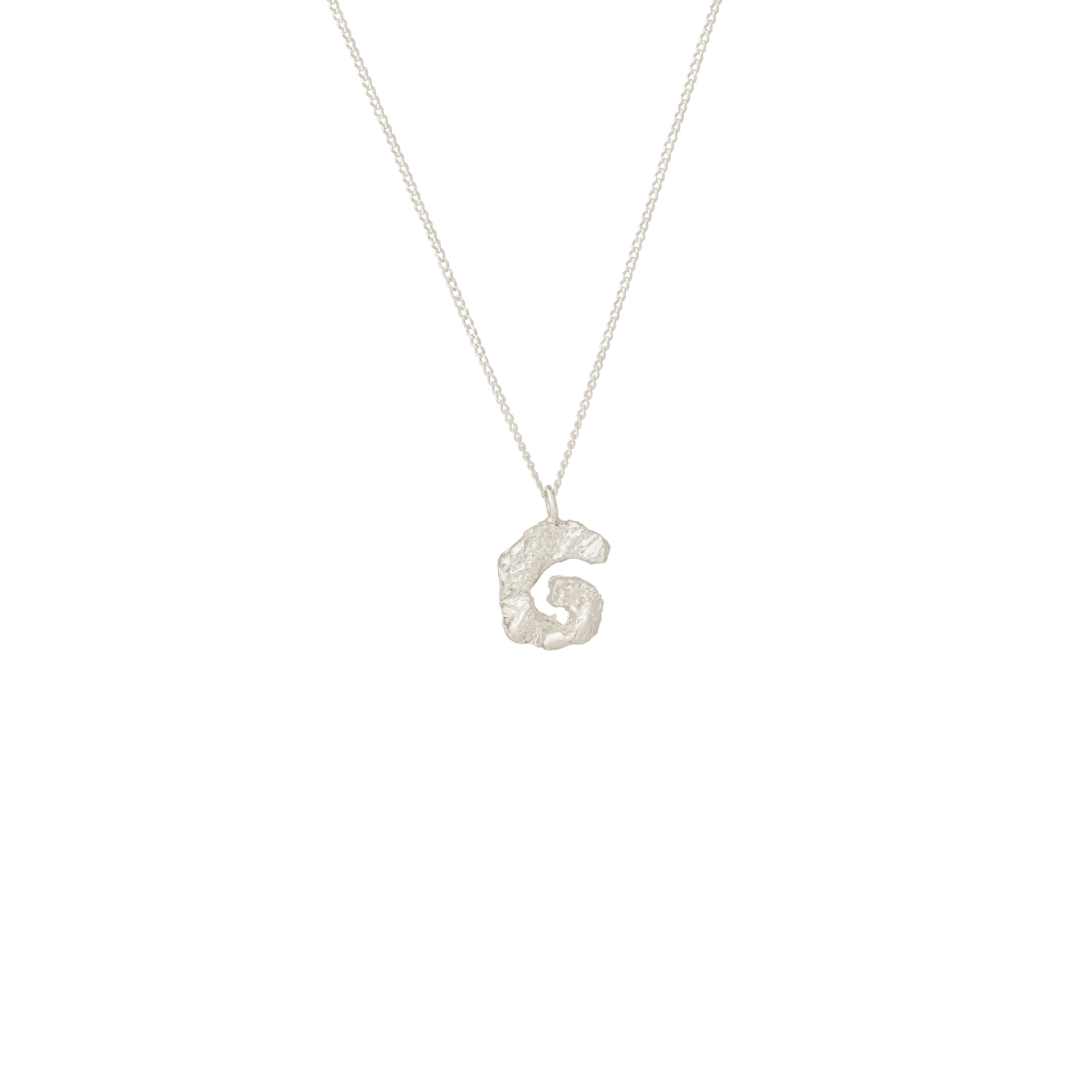 G Mini Alphabet White Gold Necklace