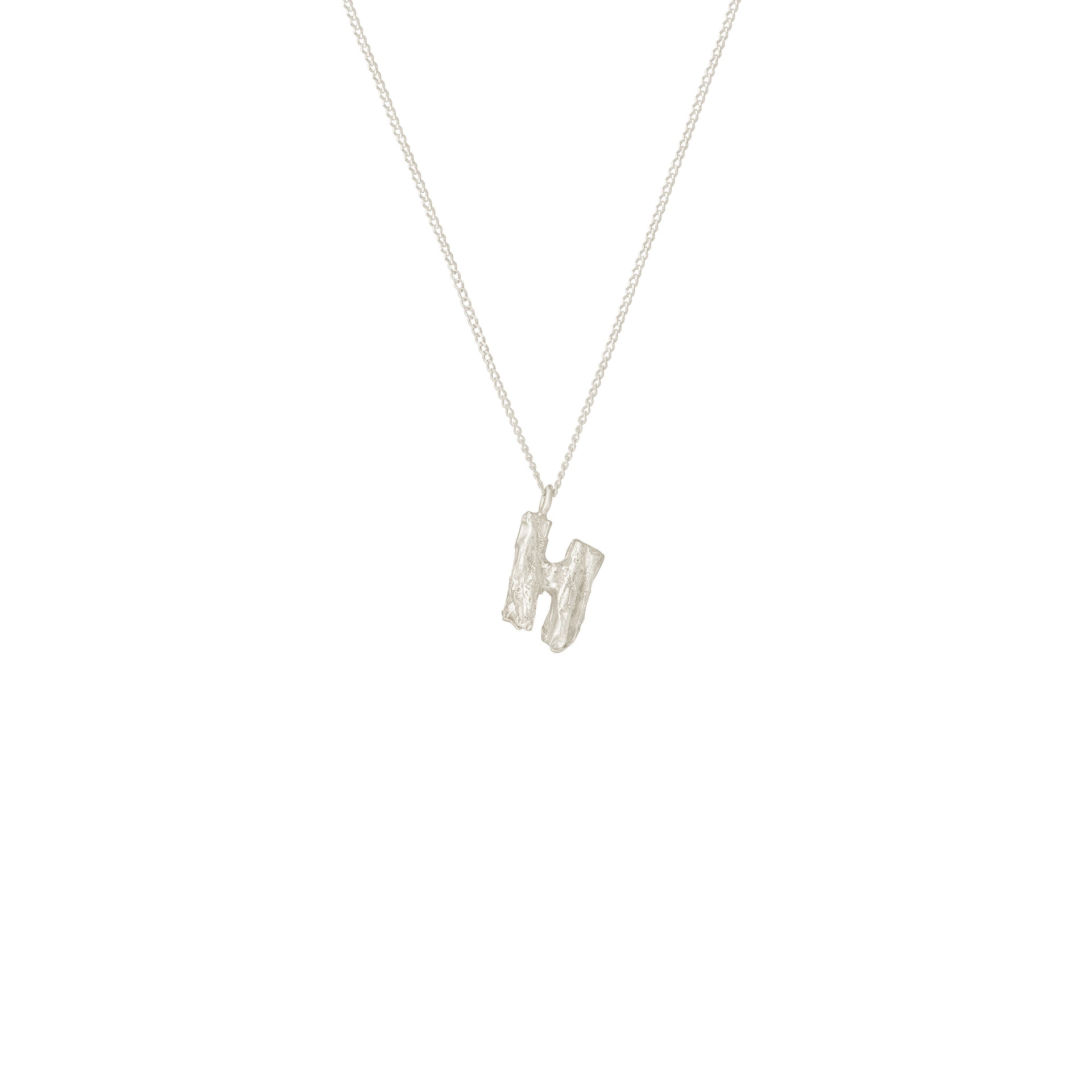 H Mini Alphabet White Gold Necklace