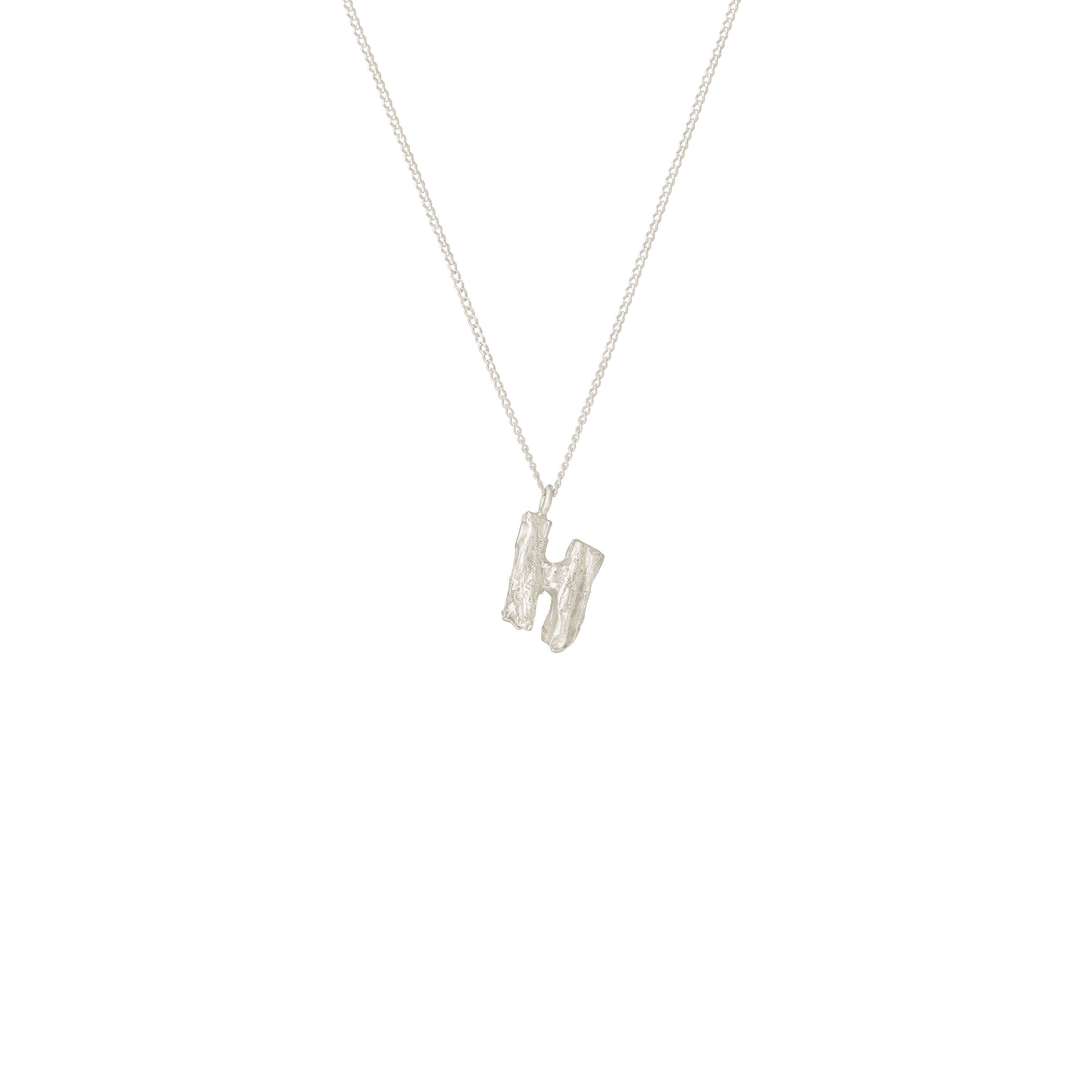 H Mini Alphabet White Gold Necklace