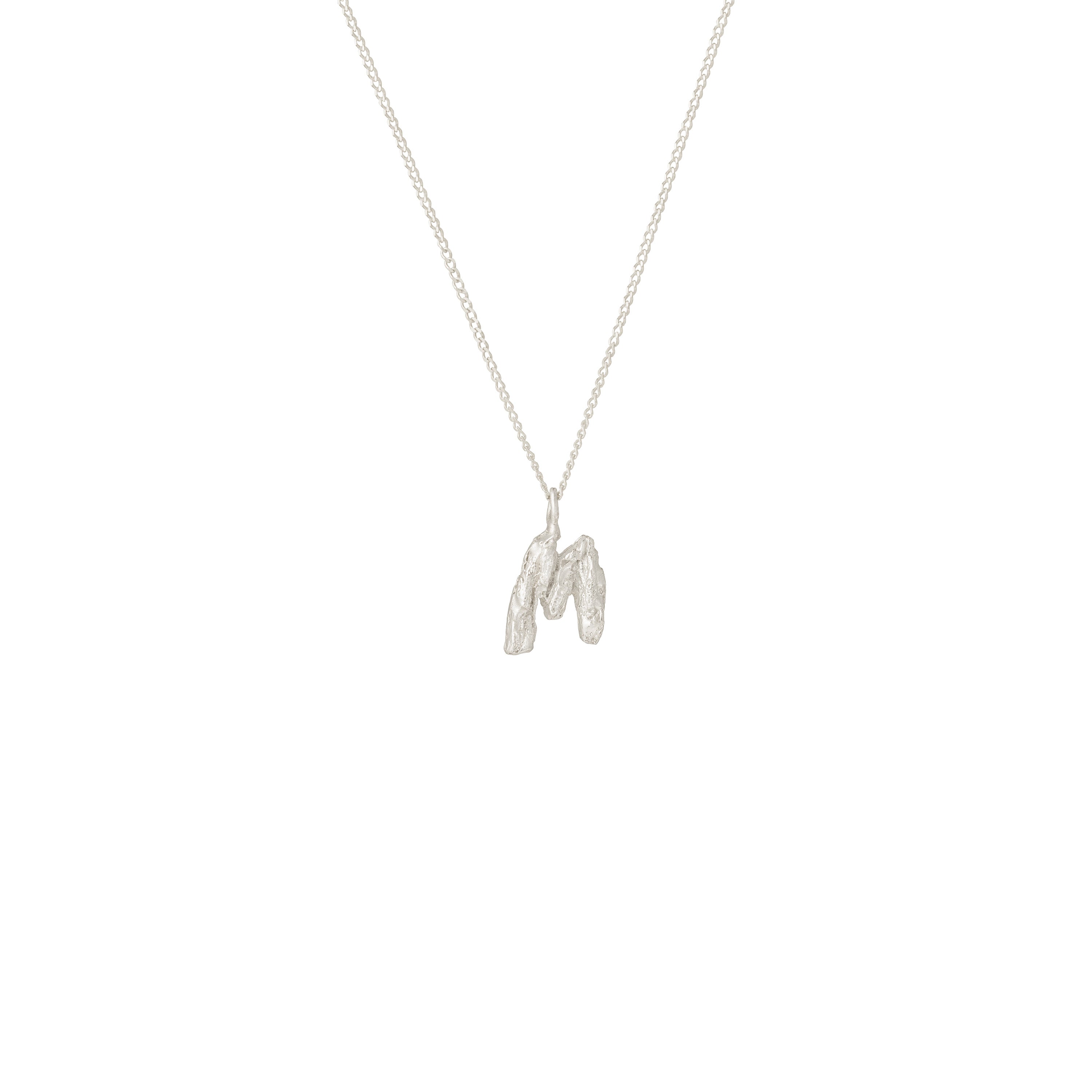 M Mini Alphabet White Gold Necklace
